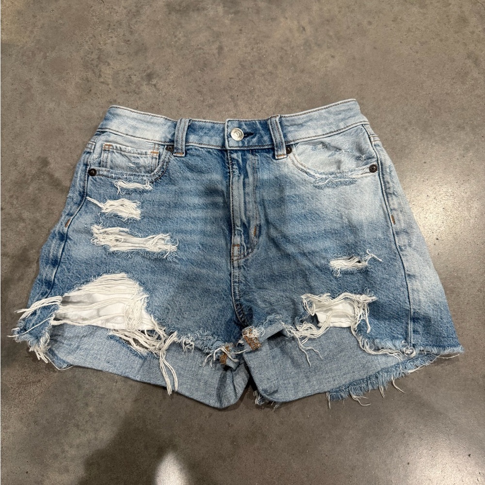 American Eagle Outfitters Light Blue Distressed Jean Shorts